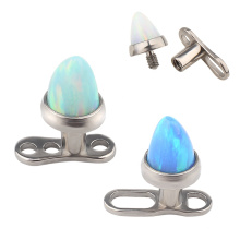 Custom Implant Titanium Spike Opal Top Surface Piercing Skin Diver Dermal Anchor Piercing Jewelry